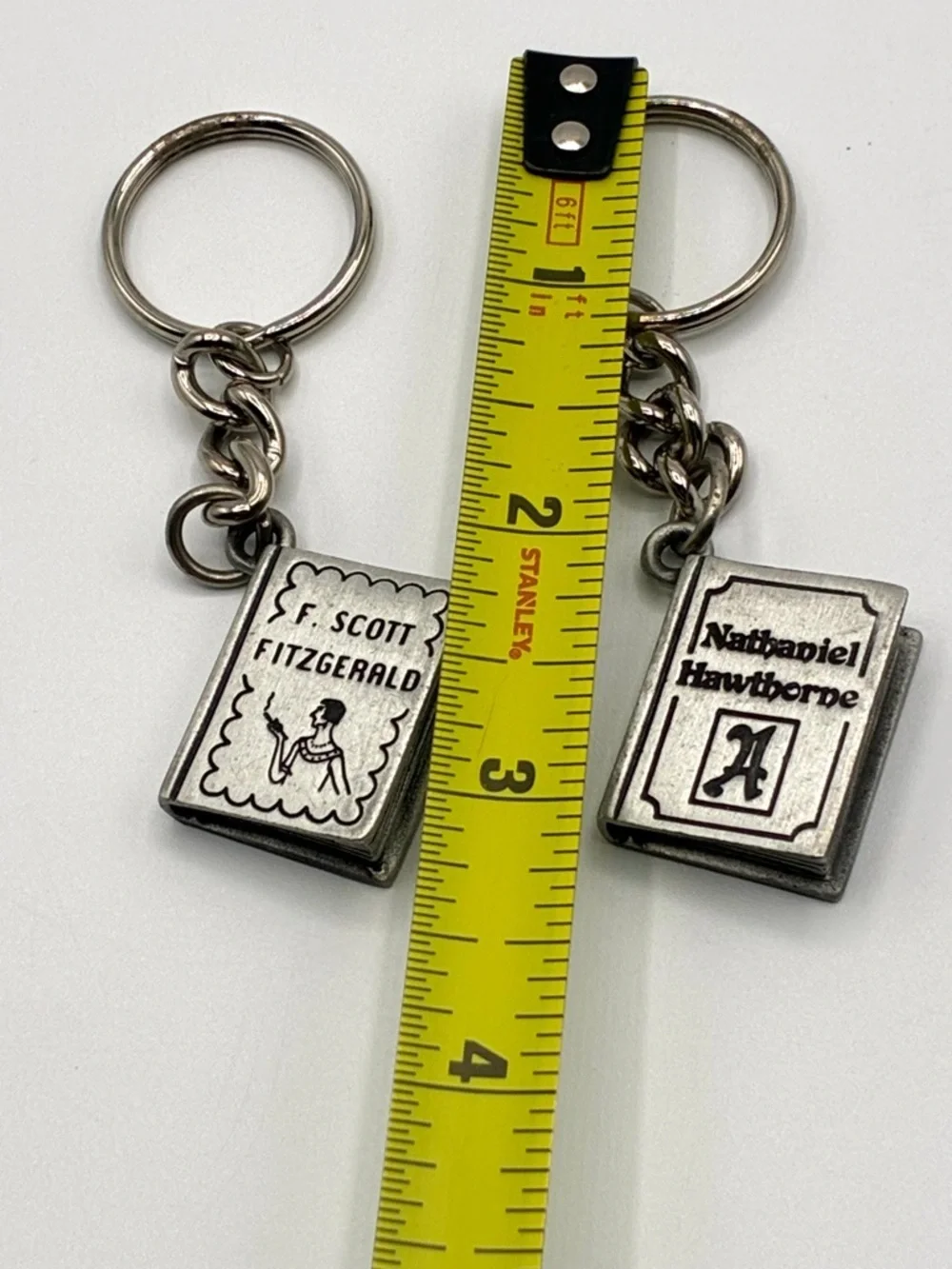 Novelkeys Pewter Book Keychains Set of 2 Vintage Literary Quote Charms USA